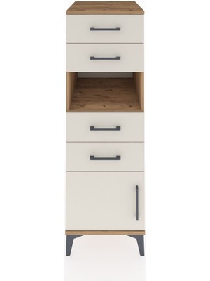 Kronos Dolap Tek Raflı 4 Çekmeceli Tek Kapaklı 44X59X134 Çam-Aytaşı