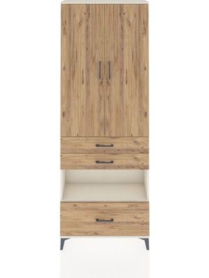 Arges Dolap 4 Raflı 3 Çekmeceli 2 Kapaklı 88X30X243 Aytaşı-Çam