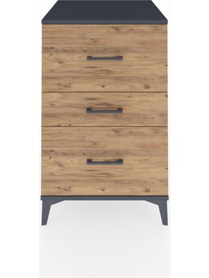 Kronos Komodin 3 Çekmeceli 60X59X96 Antrasit-Çam