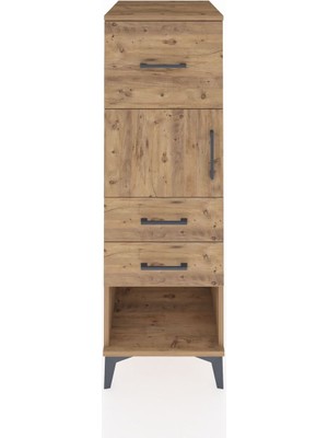 Kronos Dolap Tek Raflı 3 Çekmeceli Tek Kapaklı 44X59X134 Çam-Çam
