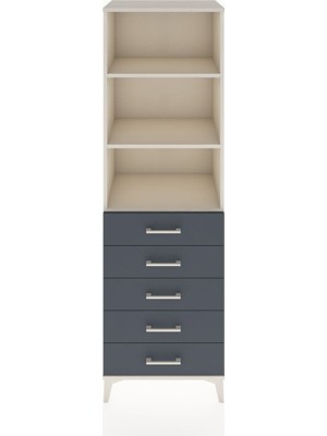 Hyperion Dolap 3 Raflı 5 Çekmeceli 60X44X195 Aytaşı-Antrasit