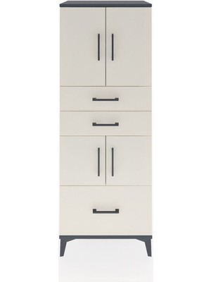 Hyperion Dolap 3 Raflı 3 Çekmeceli 4 Kapaklı 60X44X163 Antrasit-Aytaşı