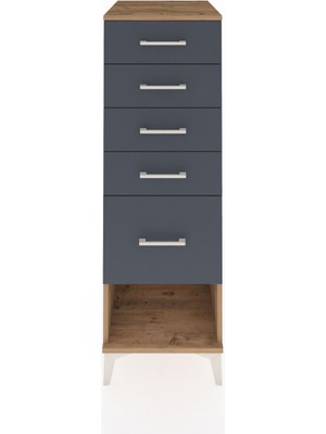 Kronos Dolap 5 Çekmeceli 44X59X134 Çam-Antrasit