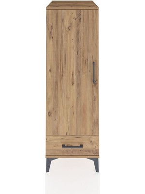 Kronos Dolap 3 Raflı Tek Çekmeceli Tek Kapaklı 44X59X134 Çam-Çam