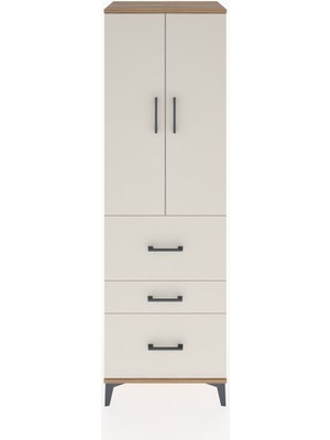 Hyperion Dolap Tek Raflı 3 Çekmeceli Tek Askılı 60X44X195 Çam-Aytaşı