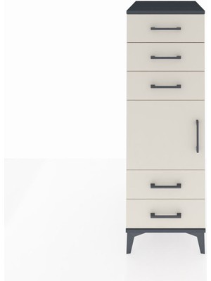 Kronos Dolap Tek Raflı 5 Çekmeceli Tek Kapaklı 44X59X134 Antrasit-Aytaşı