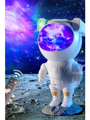 Beyaz Yıldızlı Gece Lambası Duvar ve Tavan Astronot Galaksi Kumandalı