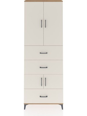 Arges Dolap 4 Raflı 3 Çekmeceli 4 Kapaklı 88X30X243 Çam-Aytaşı