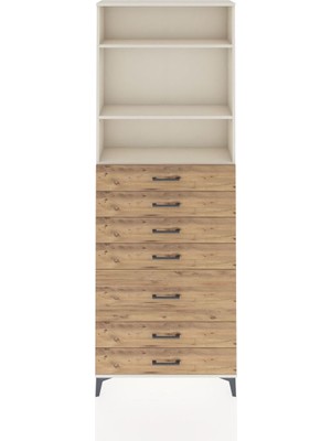 Arges Dolap 3 Raflı 7 Çekmeceli 88X30X243 Aytaşı-Çam