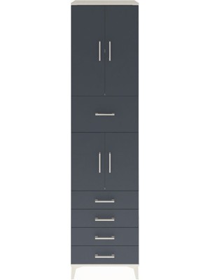 Hyperion Dolap 3 Raflı 5 Çekmeceli 4 Kapaklı 60X44X243 Aytaşı-Antrasit