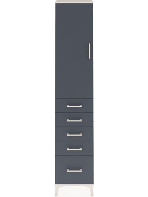 Arges Dolap 2 Raflı 5 Çekmeceli Tek Askılı 44X30X221 Aytaşı-Antrasit