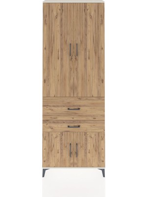 Arges Dolap 5 Raflı 2 Çekmeceli 4 Kapaklı 88X30X243 Aytaşı-Çam