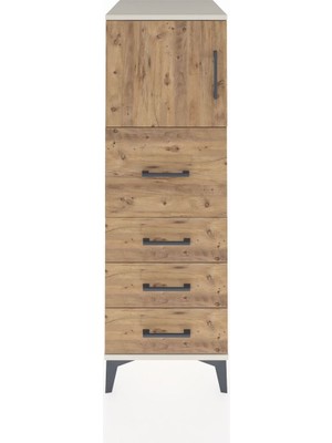 Kronos Dolap Tek Raflı 4 Çekmeceli Tek Kapaklı 44X59X134 Aytaşı-Çam