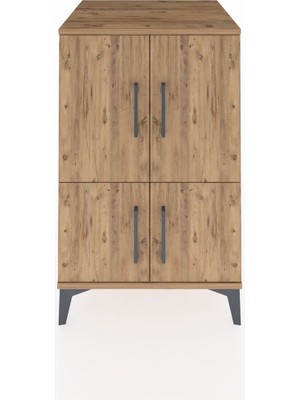 Kronos Komodin 2 Raflı 4 Kapaklı 60X59X96 Çam-Çam