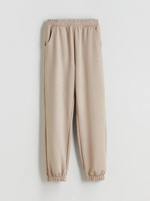 Lcw Kids Bej Beli Lastikli Kız Çocuk Jogger Eşofman Altı