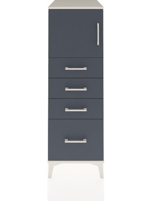 Kronos Dolap Tek Raflı 4 Çekmeceli Tek Kapaklı 44X59X134 Aytaşı-Antrasit