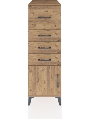 Kronos Dolap 4 Çekmeceli Tek Kapaklı 44X59X134 Çam-Çam