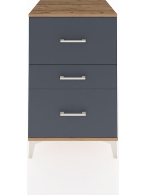 Kronos Komodin 3 Çekmeceli 60X59X96 Çam-Antrasit
