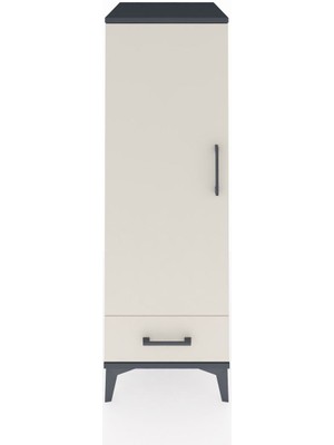 Kronos Dolap 3 Raflı Tek Çekmeceli Tek Kapaklı 44X59X134 Antrasit-Aytaşı