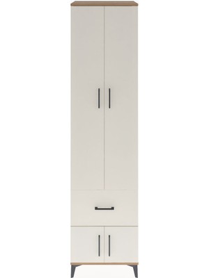 Hyperion Dolap 5 Raflı Tek Çekmeceli 4 Kapaklı 60X44X243 Çam-Aytaşı