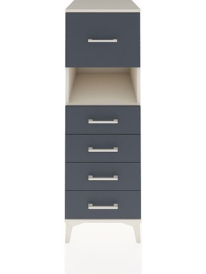 Kronos Dolap Tek Raflı 5 Çekmeceli 44X59X134 Aytaşı-Antrasit
