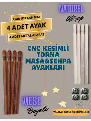 70CM 5cm Üst Çap Cnc Kesimli Torna- Masa Sehpa Ayakları
