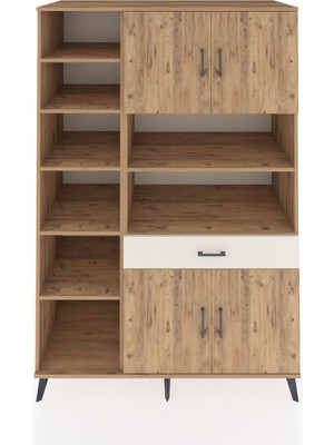 Kronos Dolap 10 Raflı Tek Çekmeceli 4 Kapaklı 132X59X195 Çam-Çam/aytaşı