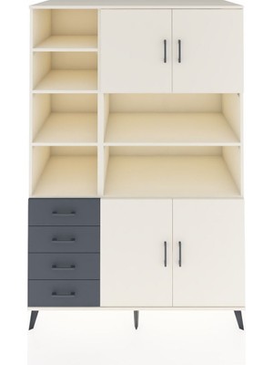 Kronos Dolap 9 Raflı 4 Çekmeceli 4 Kapaklı 132X59X195 Aytaşı-Aytaşı/antrasit