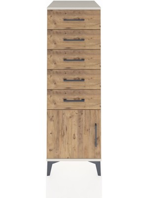 Kronos Dolap 5 Çekmeceli Tek Kapaklı 44X59X134 Aytaşı-Çam