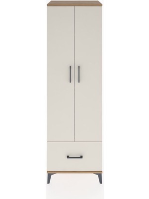 Hyperion Dolap 5 Raflı Tek Çekmeceli 2 Kapaklı 60X44X195 Çam-Aytaşı