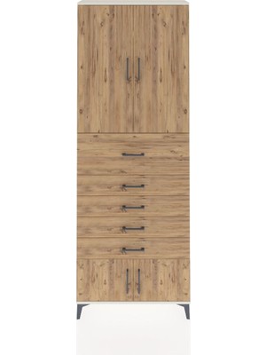 Arges Dolap 3 Raflı 5 Çekmeceli 4 Kapaklı 88X30X243 Aytaşı-Çam
