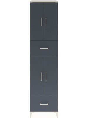 Hyperion Dolap 4 Raflı 2 Çekmeceli 4 Kapaklı 60X44X243 Aytaşı-Antrasit