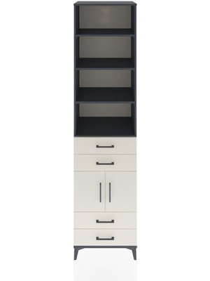 Hyperion Dolap 5 Raflı 4 Çekmeceli 2 Kapaklı 60X44X243 Antrasit-Aytaşı