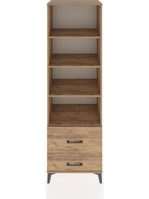 Hyperion Dolap 4 Raflı 2 Çekmeceli 60X44X195 Çam-Çam