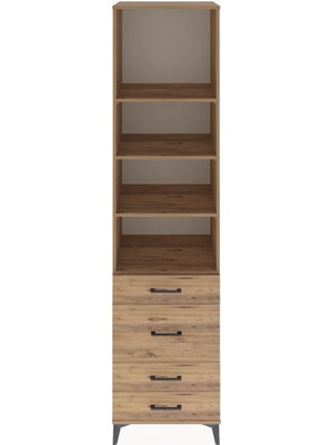 Hyperion Dolap 4 Raflı 4 Çekmeceli 60X44X243 Çam-Çam