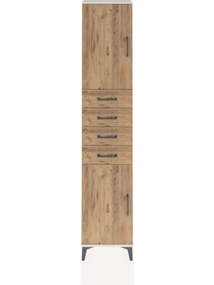Arges Dolap 3 Raflı 4 Çekmeceli 2 Kapaklı 44X30X221 Aytaşı-Çam