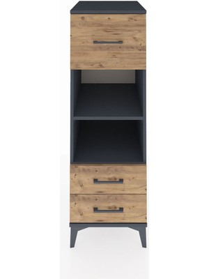Kronos Dolap 2 Raflı 3 Çekmeceli 44X59X134 Antrasit-Çam