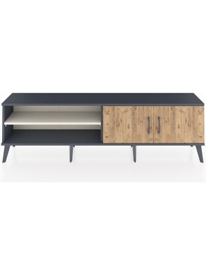 Arges Tv Ünitesi 2 Raflı 2 Kapaklı 176X30X51 Antrasit-Çam/aytaşı