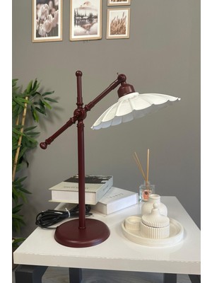 Beyaz Vişne Masa Lambası, Çocuk Odası Dekoratif Abajur, Okuma ve Başucu Işığı