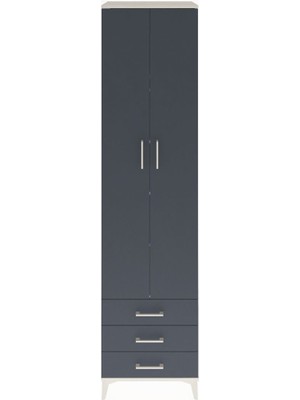 Hyperion Dolap 5 Raflı 3 Çekmeceli 2 Kapaklı 60X44X243 Aytaşı-Antrasit