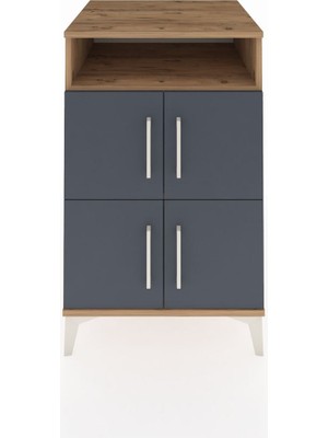 Kronos Komodin 2 Raflı 4 Kapaklı 60X59X96 Çam-Antrasit