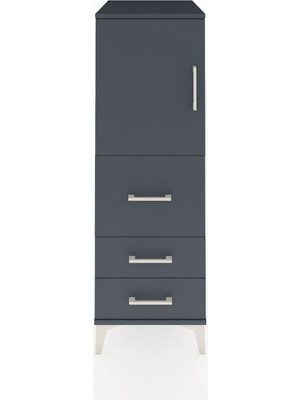 Kronos Dolap Tek Raflı 3 Çekmeceli Tek Kapaklı 44X59X134 Antrasit-Antrasit