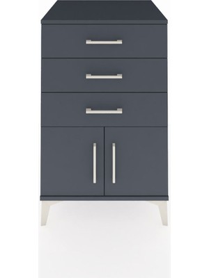 Kronos Komodin 3 Çekmeceli 2 Kapaklı 60X59X96 Antrasit-Antrasit