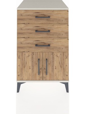 Kronos Komodin 3 Çekmeceli 2 Kapaklı 60X59X96 Aytaşı-Çam