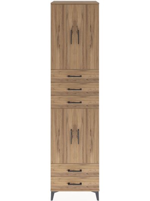 Hyperion Dolap 4 Raflı 5 Çekmeceli 4 Kapaklı 60X44X243 Çam-Çam