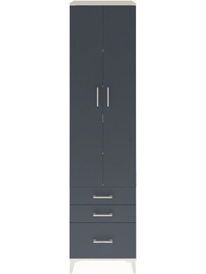 Hyperion Dolap 5 Raflı 3 Çekmeceli 2 Kapaklı 60X44X243 Aytaşı-Antrasit