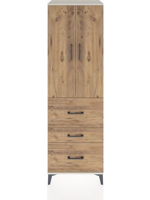 Hyperion Dolap 3 Raflı 3 Çekmeceli 2 Kapaklı 60X44X195 Aytaşı-Çam