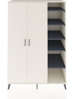 Kronos Dolap 7 Raflı 2 Kapaklı Tek Askılı 132X59X195 Aytaşı-Aytaşı/antrasit