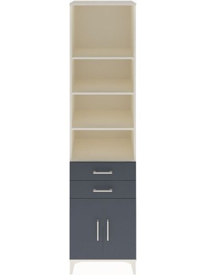 Hyperion Dolap 5 Raflı 2 Çekmeceli 2 Kapaklı 60X44X243 Aytaşı-Antrasit