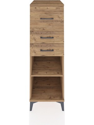 Kronos Dolap Tek Raflı 3 Çekmeceli 44X59X134 Çam-Çam